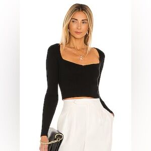 Atoir Black Ribbed Cropped Sweater
